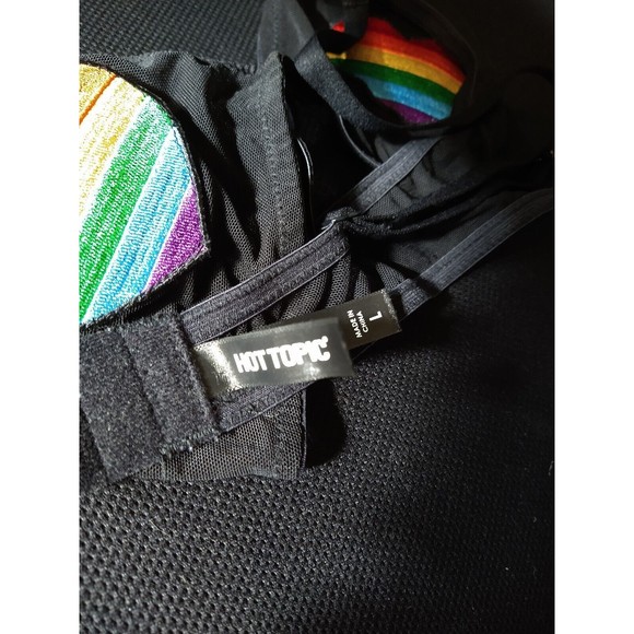 Rainbow Heart Mesh Bralette Hot Topic - Picture 6 of 7